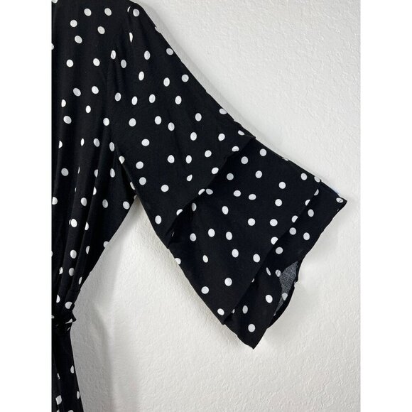 Lulus Polka Dot Wrap Dress Black and White Size Medium - Picture 4 of 6